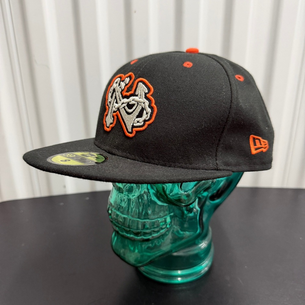 Norfolk Tides New Era Hat Mens 8 Black MiLB Baseball 59FIFTY Fitted EUC